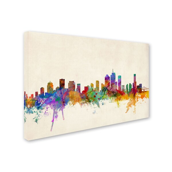 Michael Tompsett 'Brisbane Watercolor Skyline' Canvas Art,30x47